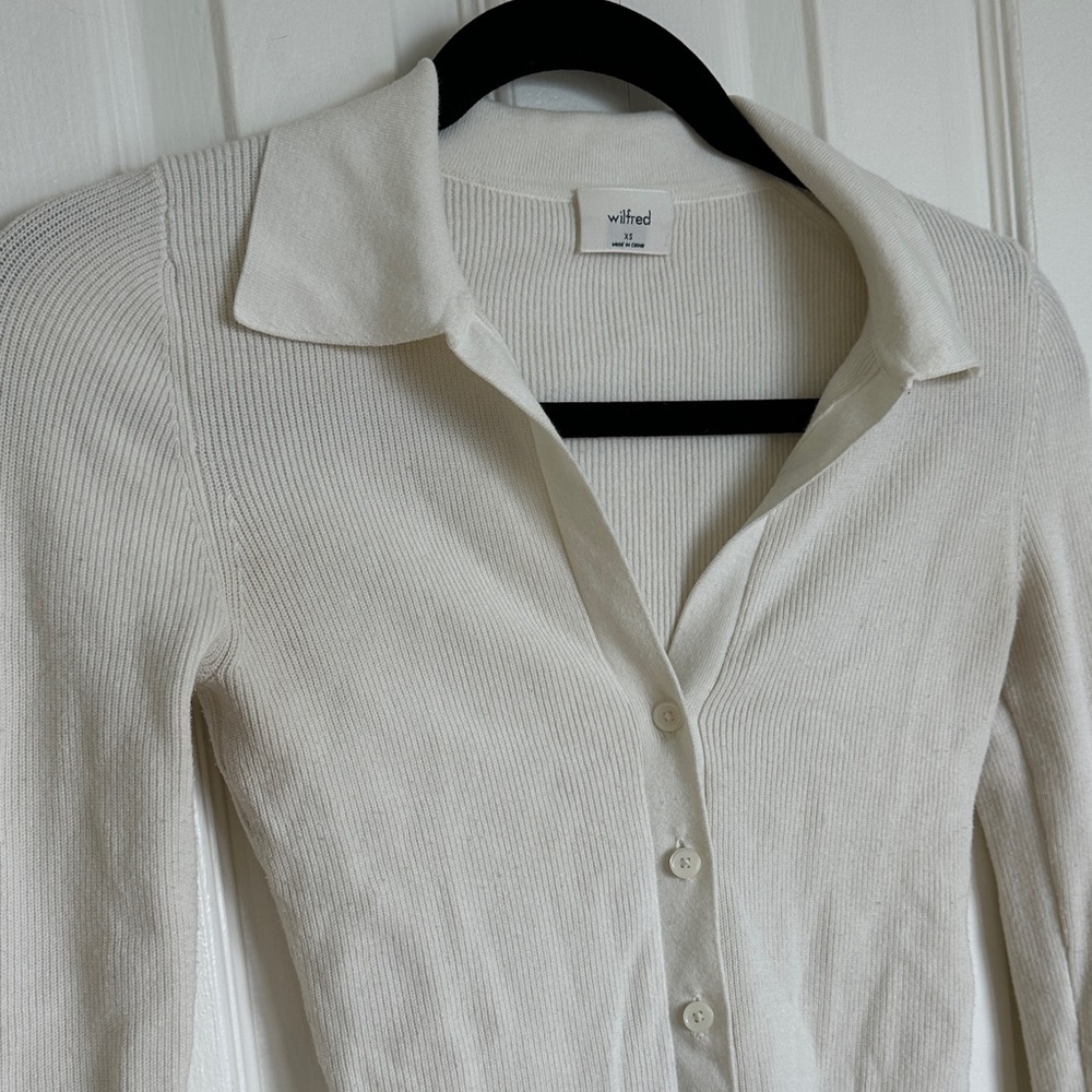 Wilfred Ivory Knit Collared Cardigan - Picture 5 of 8